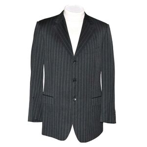 VTG Gucci Mens Blazer Gray Pinstripe Wool Made in Switzerland Jacket Sz US 46R